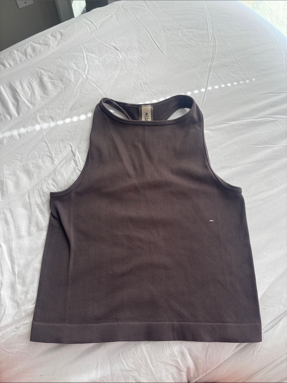 Aritzia Brown Ribbed Racerback Tank